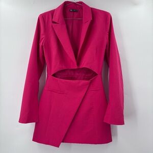Zara Cut Out Blazer Mini Dress Pink Size Medium